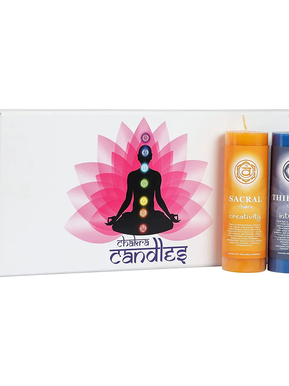 7 Chakra Pillar Candle with 7 Chakras Gem Stones