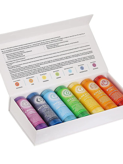 7 Chakra Pillar Candle with 7 Chakras Gem Stones