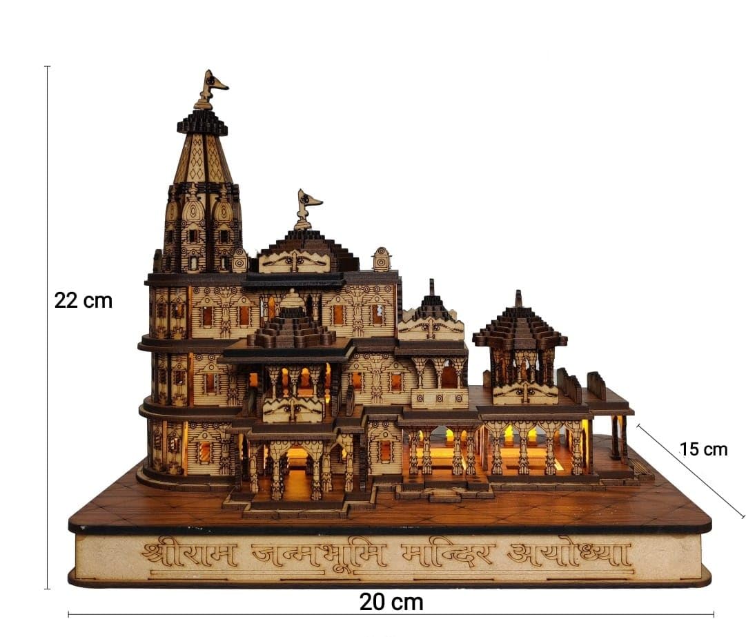 Big Size Ayodhya Temple - Shri Ram Mandir 3D Wooden Temple For Home/Office/Shop